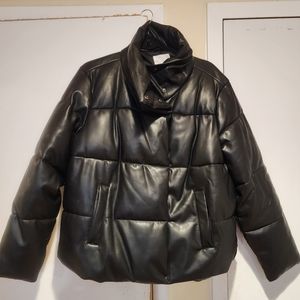 Faux leather puffer